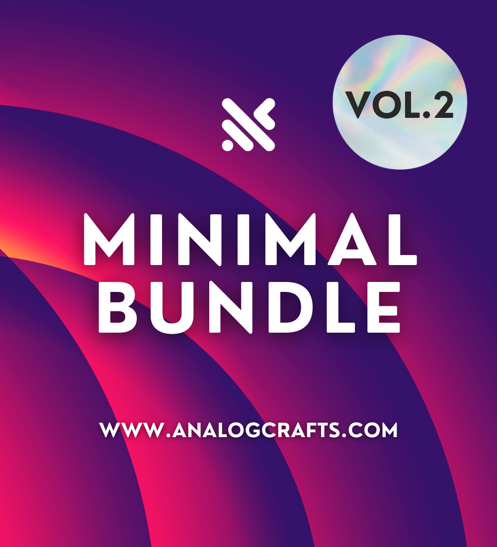 Minimal Bundle Vol. 2 digital product cover showcasing vibrant graphics and premium sample collection.