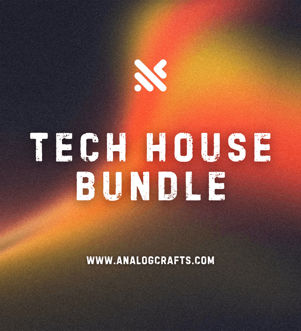 Tech House Bundle promotional image with vibrant colors and bold text, perfect for music producers.