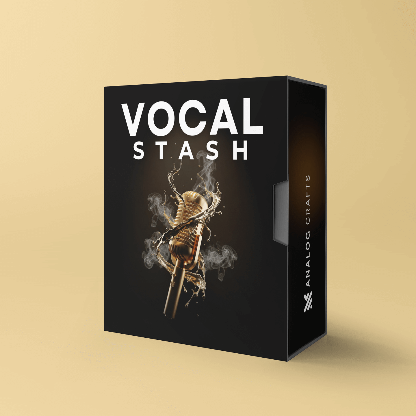 Vocal Stash Bundle packaging featuring a microphone graphic and sleek design by Analog Crafts.