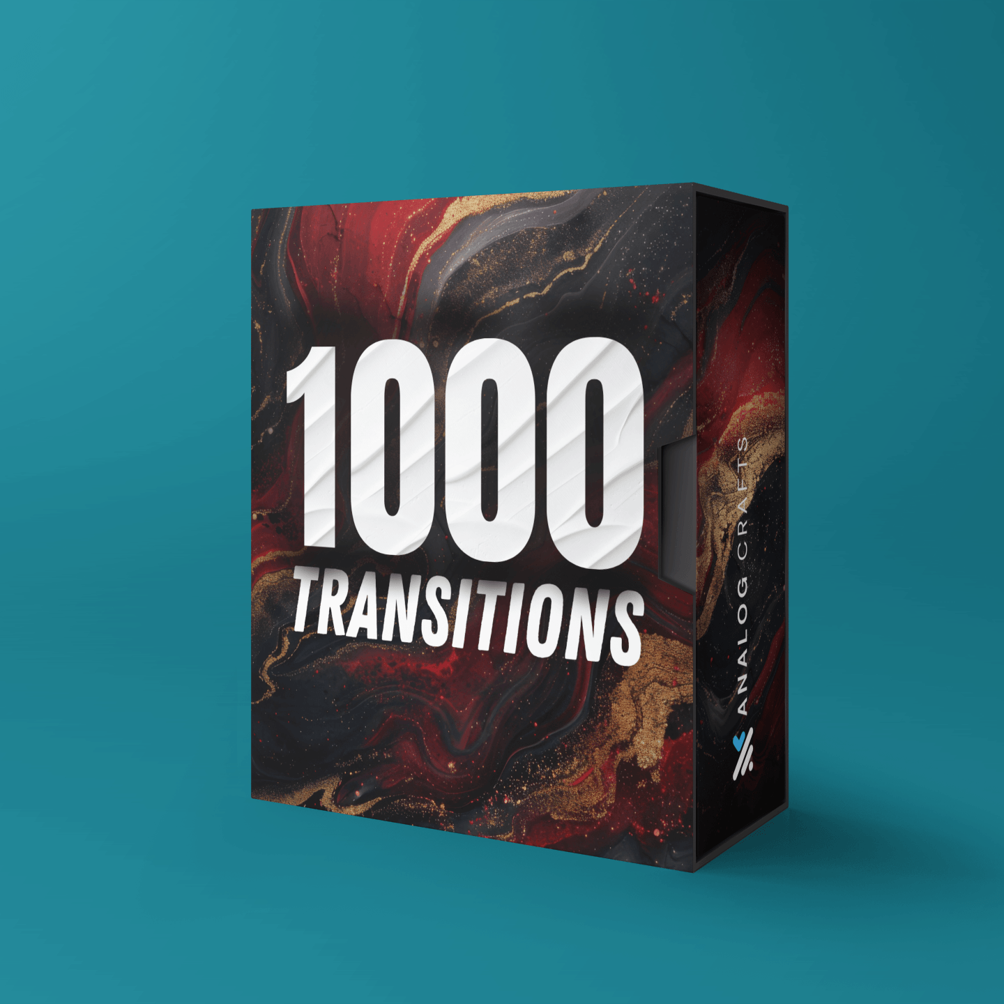 1000 Transitions bundle box design featuring a vibrant marbled background
