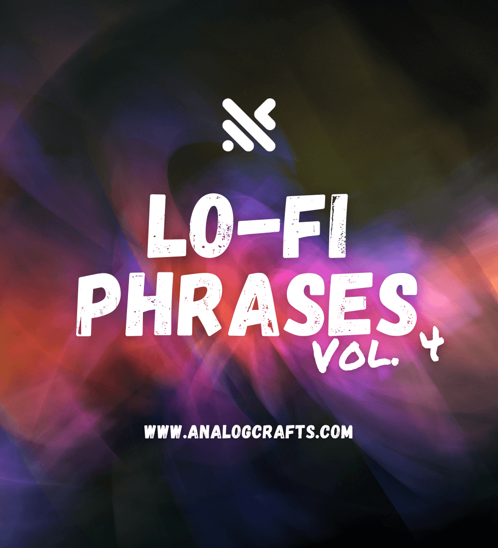 Lo-Fi Phrases Vol. 4 graphic featuring colorful abstract background and product branding.