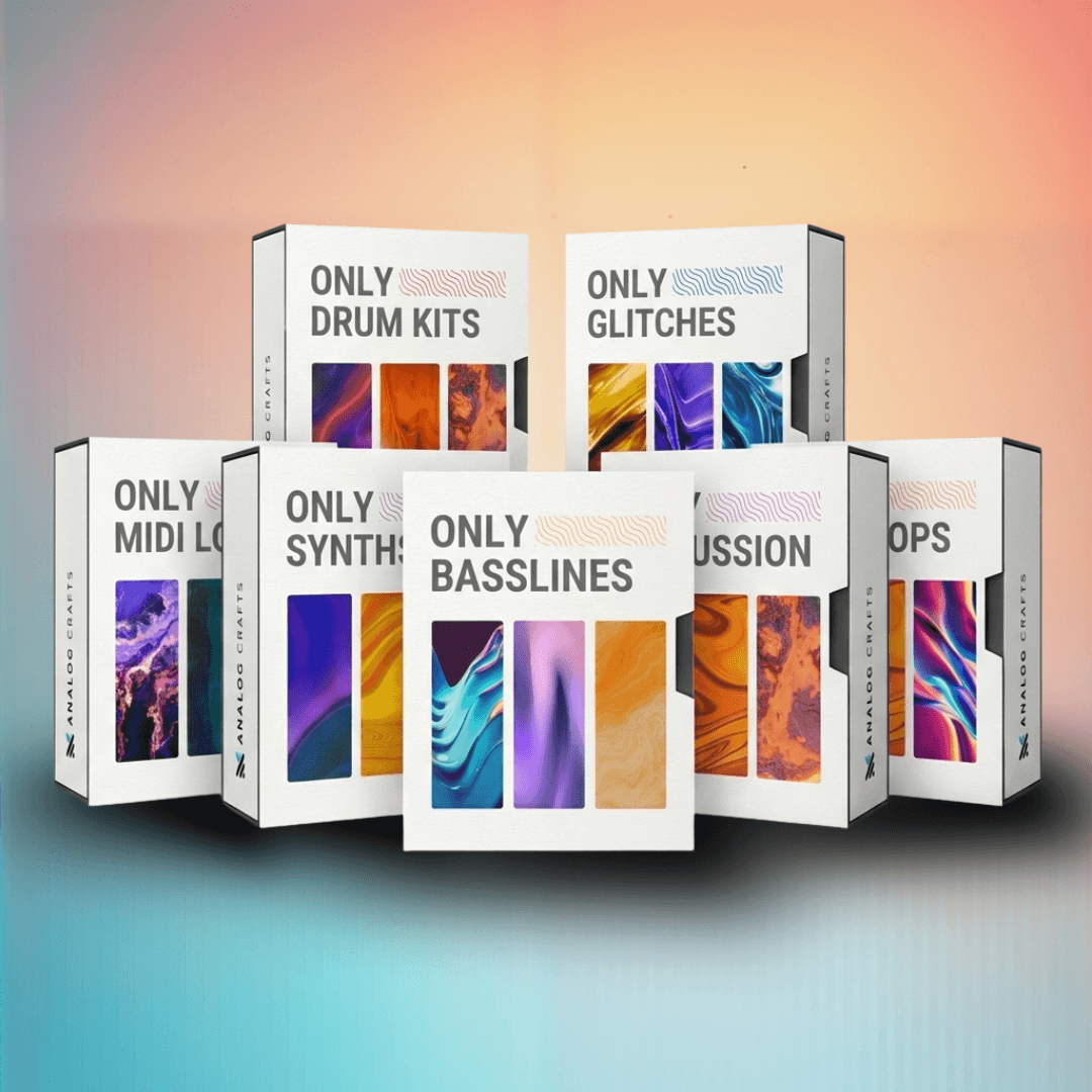 BBS Collection featuring various sound packs including drum kits, basslines, and synths designed for music production.