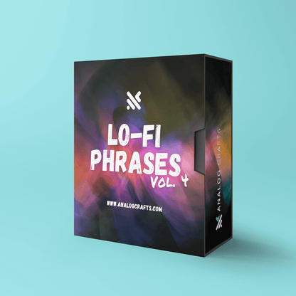 Lo-Fi Phrases Vol. 4 product packaging showcasing vibrant design for music production.