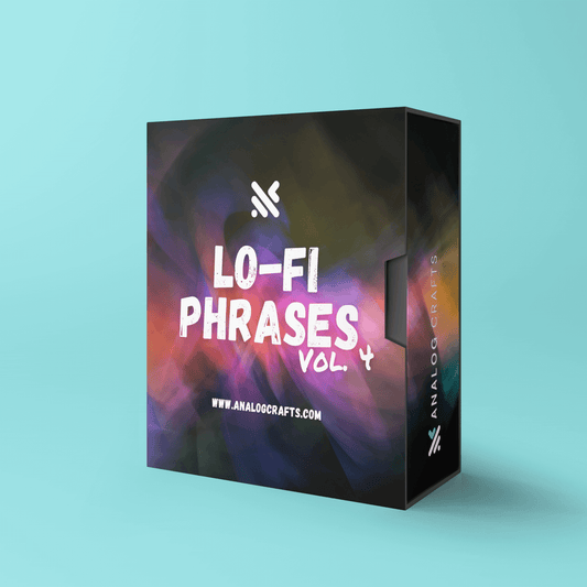 Lo-Fi Phrases Vol. 4 product packaging showcasing vibrant design for music production.
