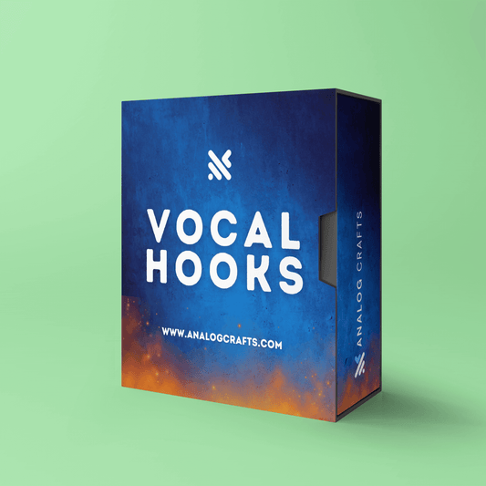 Vocal Hooks product packaging showcasing diverse vocal styles collection by Analog Crafts.